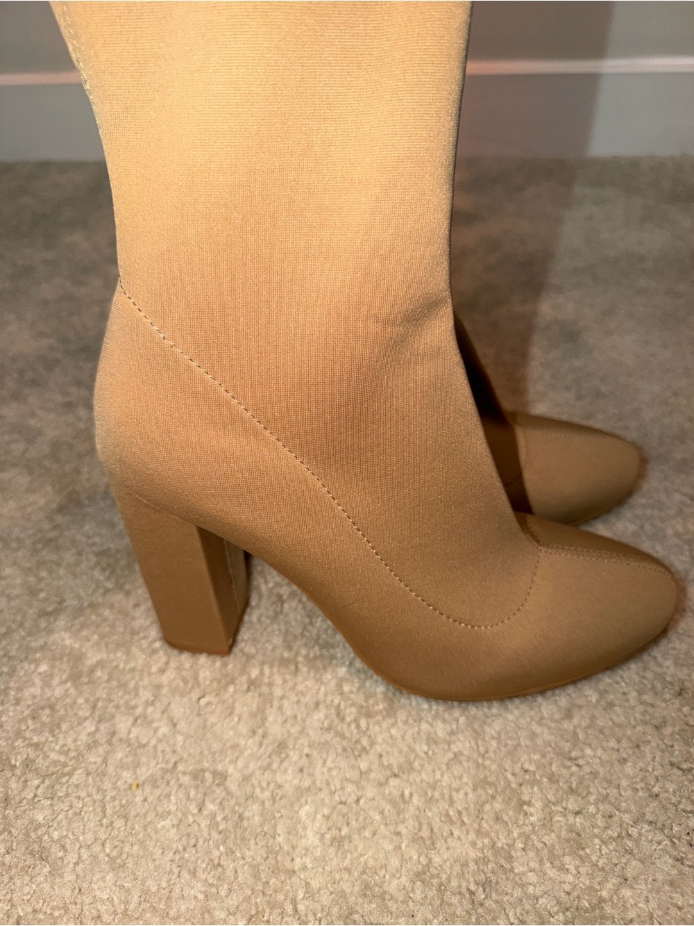 EGO Camel Stretch Sock Boots with Block Heel